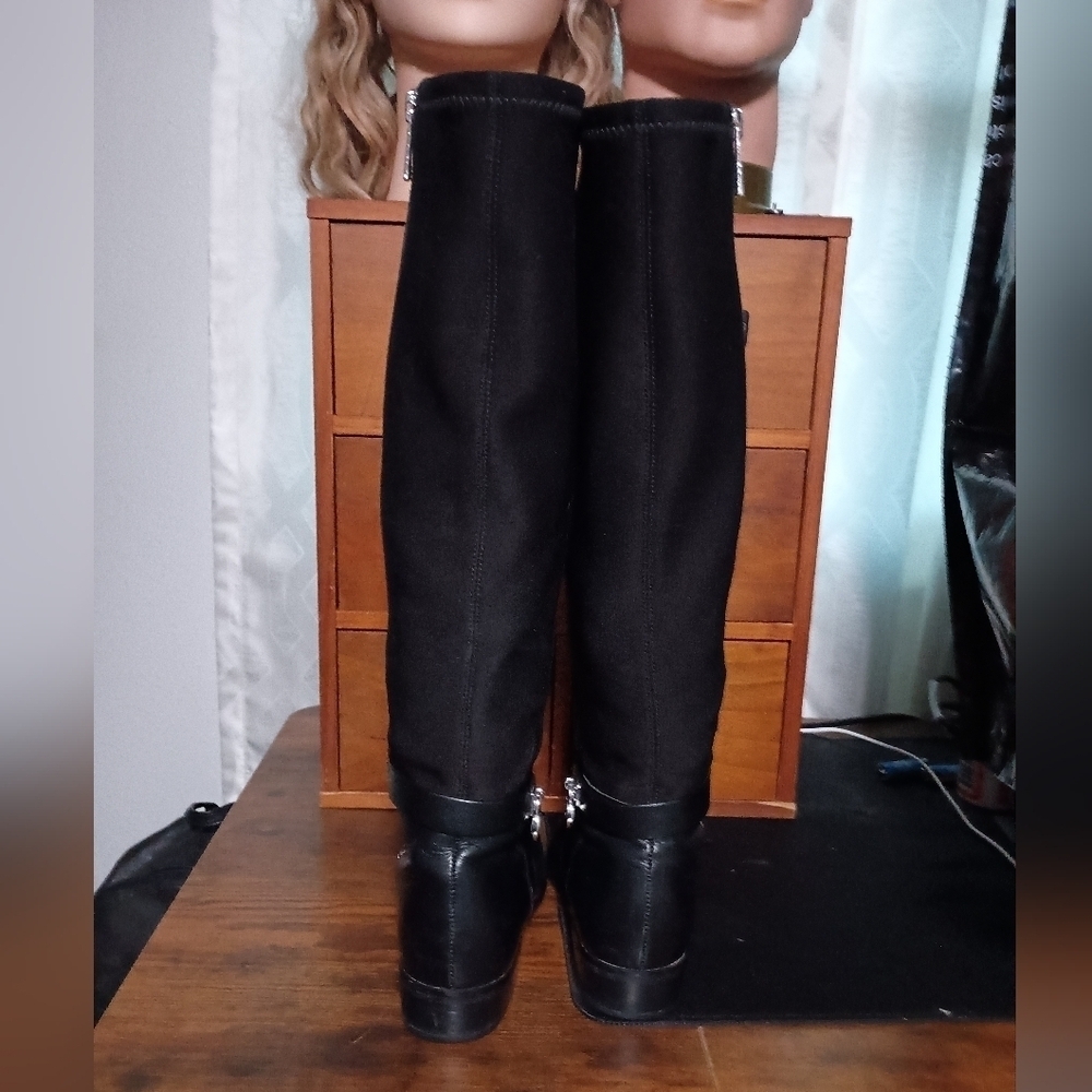 Michael Kors Hamilton Black Leather + Stretch Riding Boots_6M - Picture 9 of 9